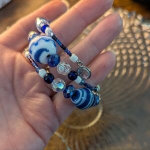 Vibrant Blue Beaded Art Deco Bracelet